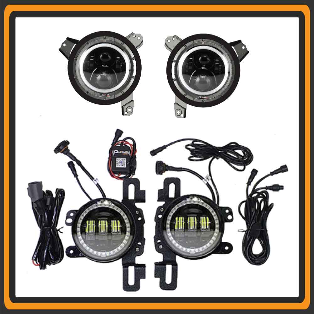 Quake LED - QTE915 - Jeep Wrangler JL/Gladiator 9 Inch HD Headlights 4 Inch HD Fog Lights For 2018-2020 Jeep Wrangler 2020-2020 Jeep Gladiator
