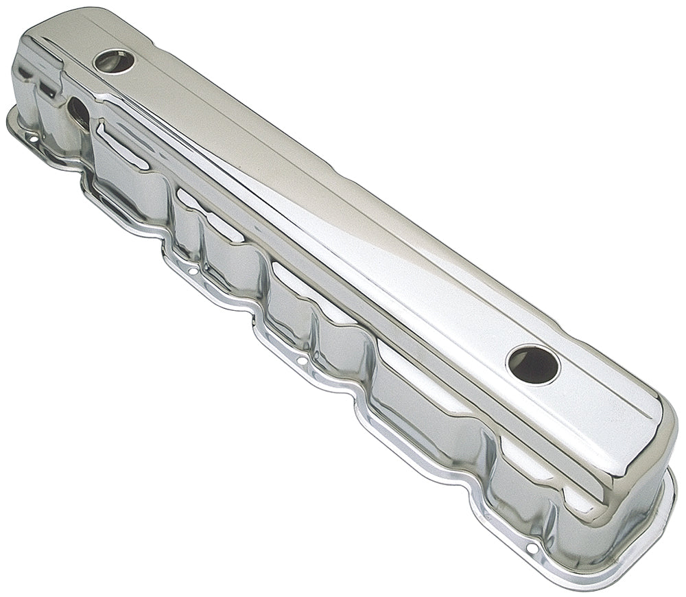 Trans-Dapt Performance Traditional Design Valve Covers; Short; Chevy 194 230 250 292 L6- Chrome 9233