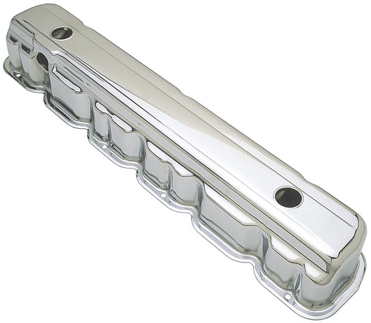 Trans-Dapt Performance Traditional Design Valve Covers; Short; Chevy 194 230 250 292 L6- Chrome 9233