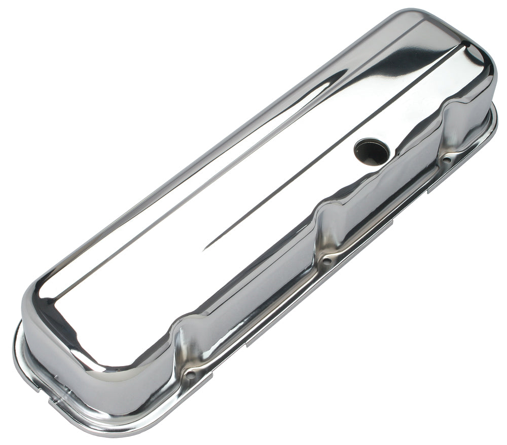Trans-Dapt Performance Traditional Design Valve Covers; Tall; 1965-2000 Bb Chevy 396-502- Chrome 9235