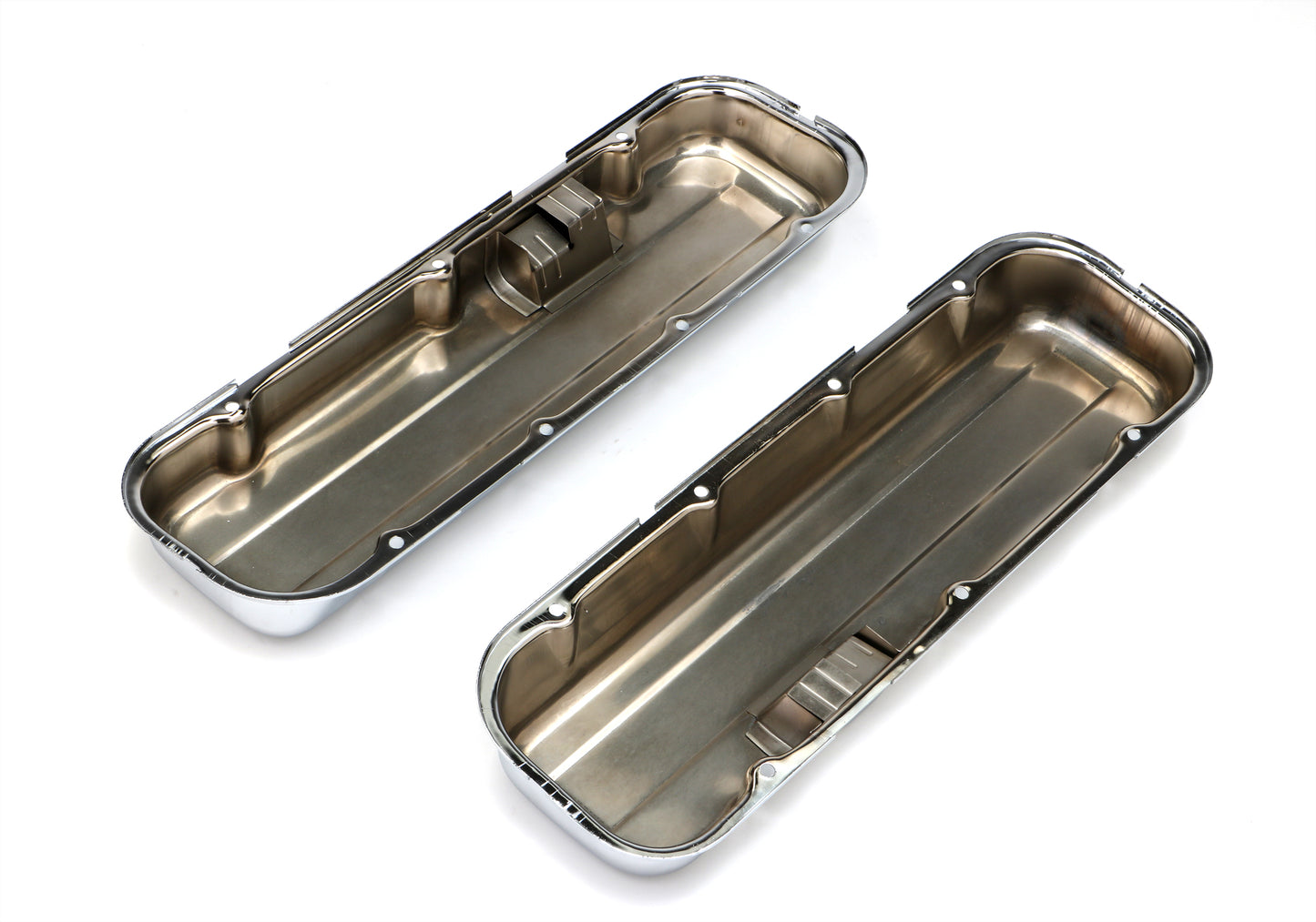 Trans-Dapt Performance Traditional Design Valve Covers; Short; 1965-2000 Bb Chevy 396-502- Chrome 9236