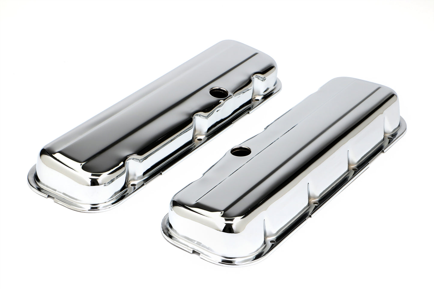 Trans-Dapt Performance Traditional Design Valve Covers; Short; 1965-2000 Bb Chevy 396-502- Chrome 9236