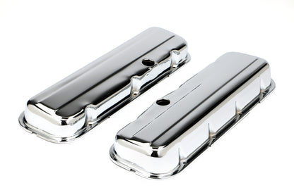 Trans-Dapt Performance Traditional Design Valve Covers; Short; 1965-2000 Bb Chevy 396-502- Chrome 9236