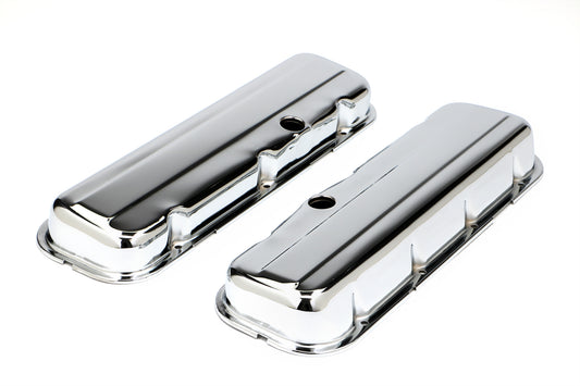 Trans-Dapt Performance Traditional Design Valve Covers; Short; 1965-2000 Bb Chevy 396-502- Chrome 9236