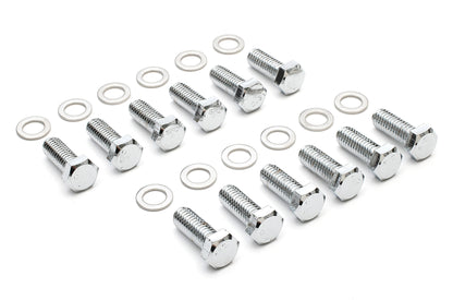 Trans-Dapt Performance Intake Manifold Bolts; 3/8 In.-16 X 1 In. Hex Head (12 Bolts)- Chrome 9265