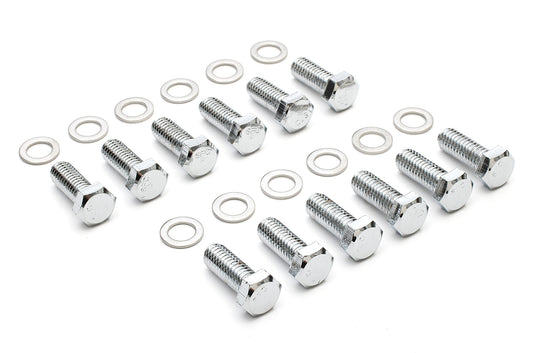 Trans-Dapt Performance Intake Manifold Bolts; 3/8 In.-16 X 1 In. Hex Head (12 Bolts)- Chrome 9265