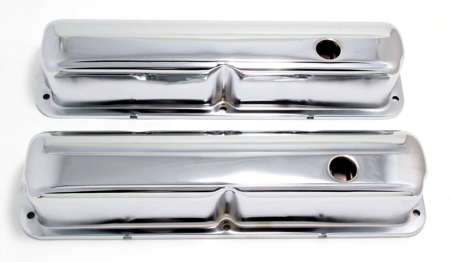 Trans-Dapt Performance Traditional Design Valve Covers; Stock; Ford 352 360 390 406 427 428 (Not Cobrajet 428)- Chrome 9296