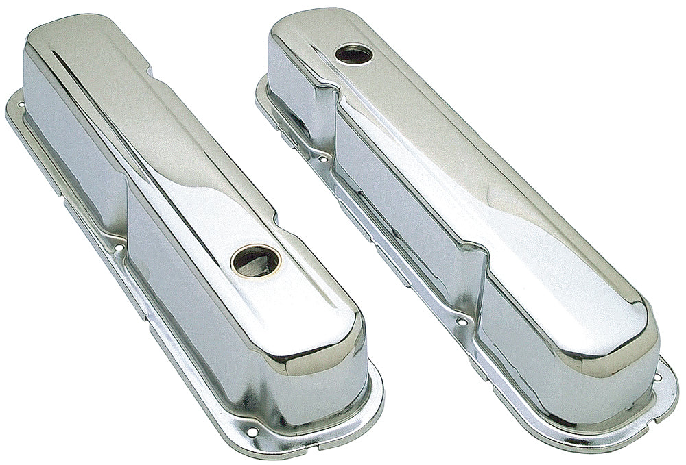 Trans-Dapt Performance Traditional Design Valve Covers; Short; Chrysler 318 340 360- Chrome 9298