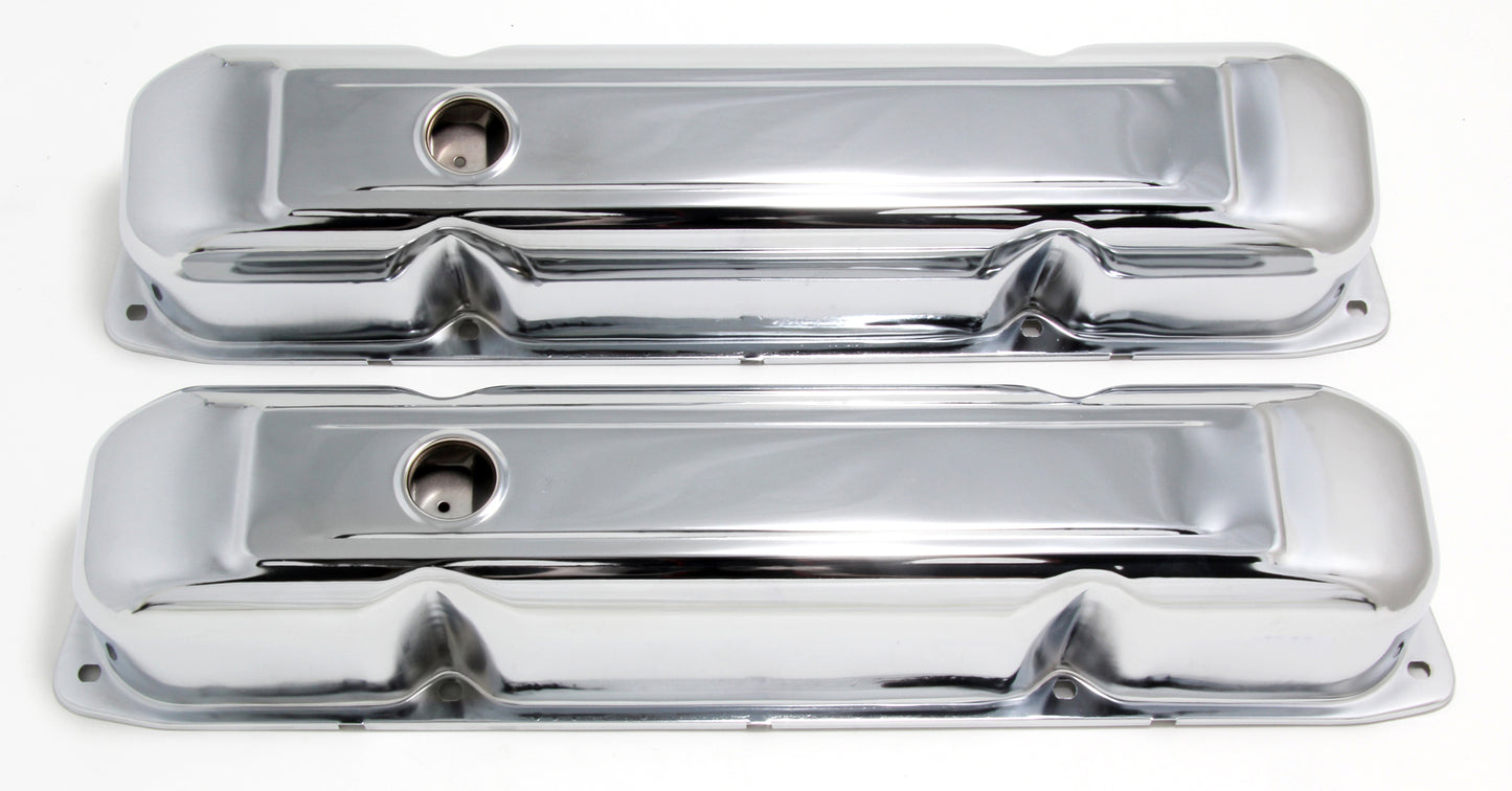 Trans-Dapt Performance Traditional Design Valve Covers; Short; Chrysler 383 426 440- Chrome 9299