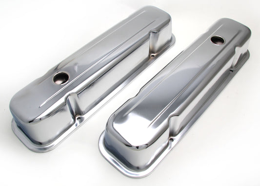 Trans-Dapt Performance Traditional Design Valve Covers; Tall; 1959-1979 Pontiac 326-455- Chrome 9300