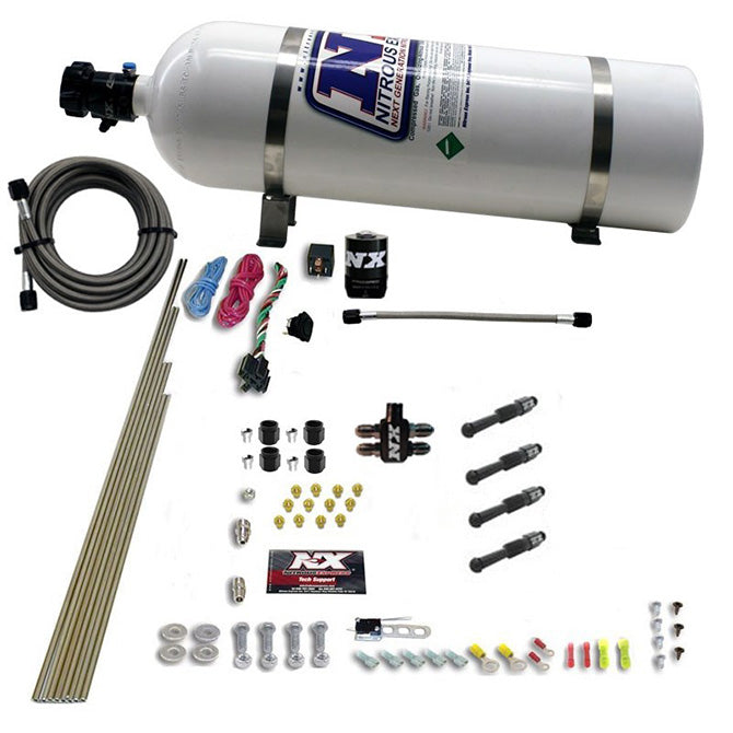Nitrous Express DRY DIRECT PORT NITROUS SYSTEM. 4 CYLINDER W/ 15LB BOTTLE NX-93046-15