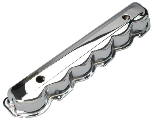 Trans-Dapt Performance Traditional Design Valve Covers; Stock; 1965-1987 Ford 240-300 L6- Chrome 9357