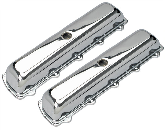 Trans-Dapt Performance Traditional Design Valve Covers; Short; 1964-1988 Sb Olds 330-455- Chrome 9381