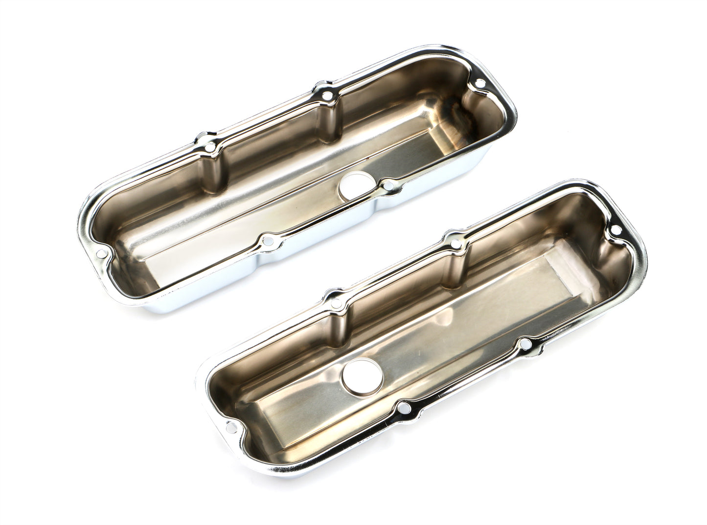 Trans-Dapt Performance Traditional Design Valve Covers; Short; 1980-1989 Chevy 2.8L V6- Chrome 9390