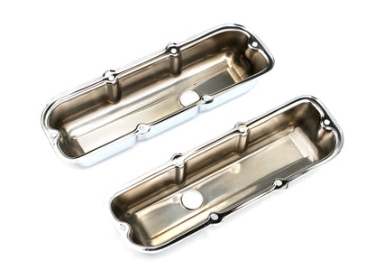 Trans-Dapt Performance Traditional Design Valve Covers; Short; 1980-1989 Chevy 2.8L V6- Chrome 9390