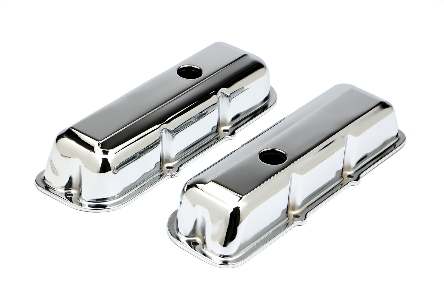 Trans-Dapt Performance Traditional Design Valve Covers; Short; 1980-1989 Chevy 2.8L V6- Chrome 9390