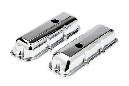 Trans-Dapt Performance Traditional Design Valve Covers; Short; 1980-1989 Chevy 2.8L V6- Chrome 9390