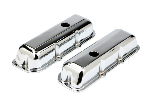 Trans-Dapt Performance Traditional Design Valve Covers; Short; 1980-1989 Chevy 2.8L V6- Chrome 9390