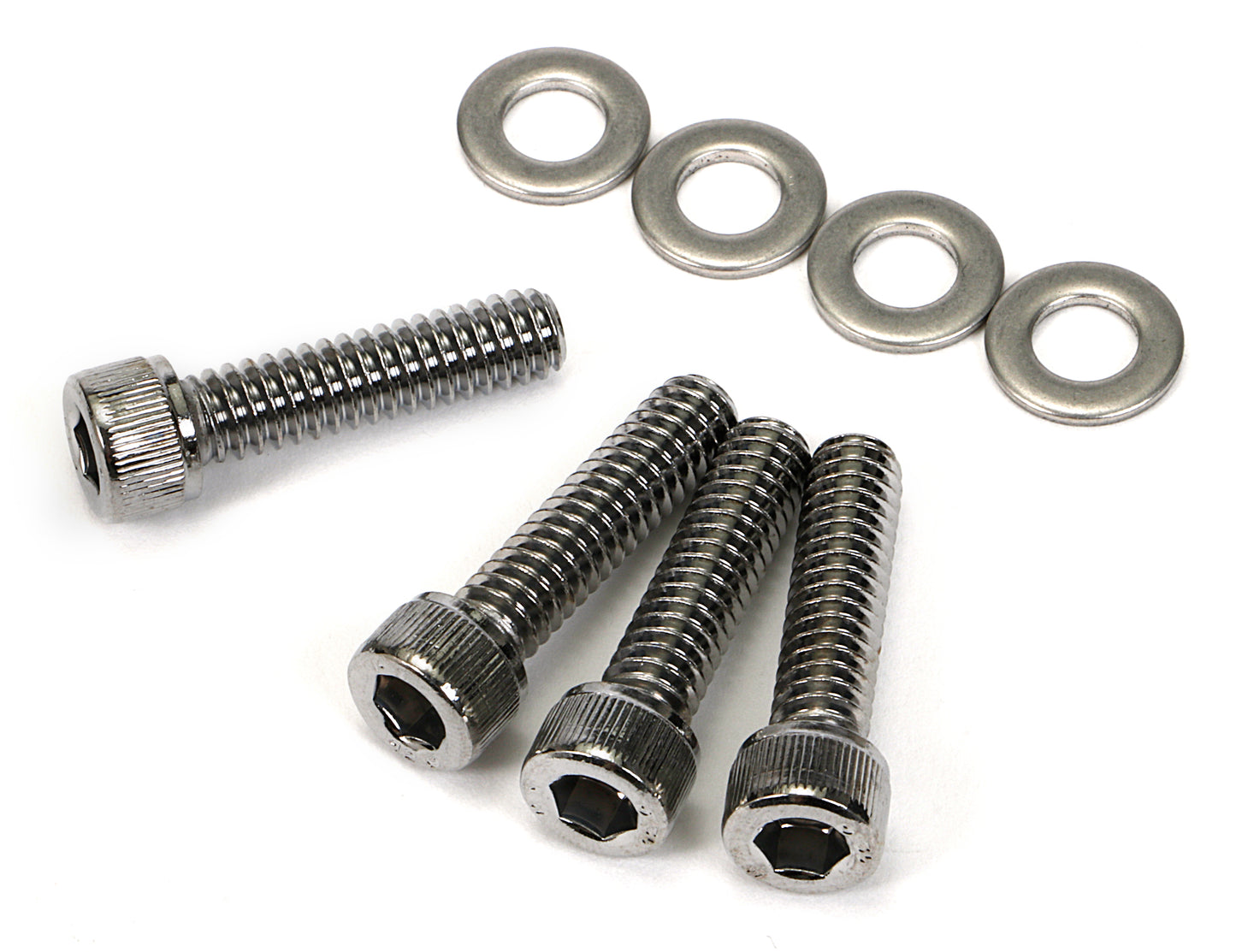 Trans-Dapt Performance 1/4 In.-20 X 1 In. Hex Socket (Allen) Style Valve Cover Bolts And Washers (Set Of 4)- Chrome 9434