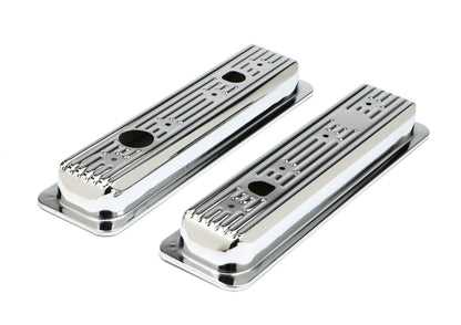 Trans-Dapt Performance Traditional Design Valve Cover Caps (Trucks Only); Short; 1987-1999 Chevy 5.0 5.7L- Chrome 9460