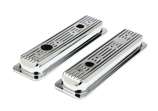 Trans-Dapt Performance Traditional Design Valve Cover Caps (Trucks Only); Short; 1987-1999 Chevy 5.0 5.7L- Chrome 9460