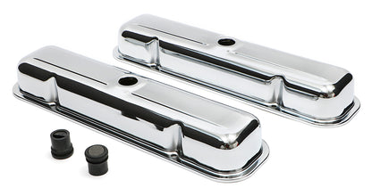 Trans-Dapt Performance O.E.M. Reproduction Design Valve Covers; Short; 1959-1979 Pontiac 326-455- Chrome 9461