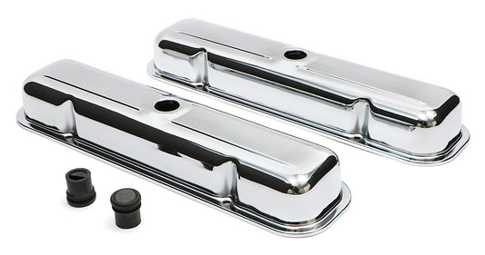 Trans-Dapt Performance O.E.M. Reproduction Design Valve Covers; Short; 1959-1979 Pontiac 326-455- Chrome 9461