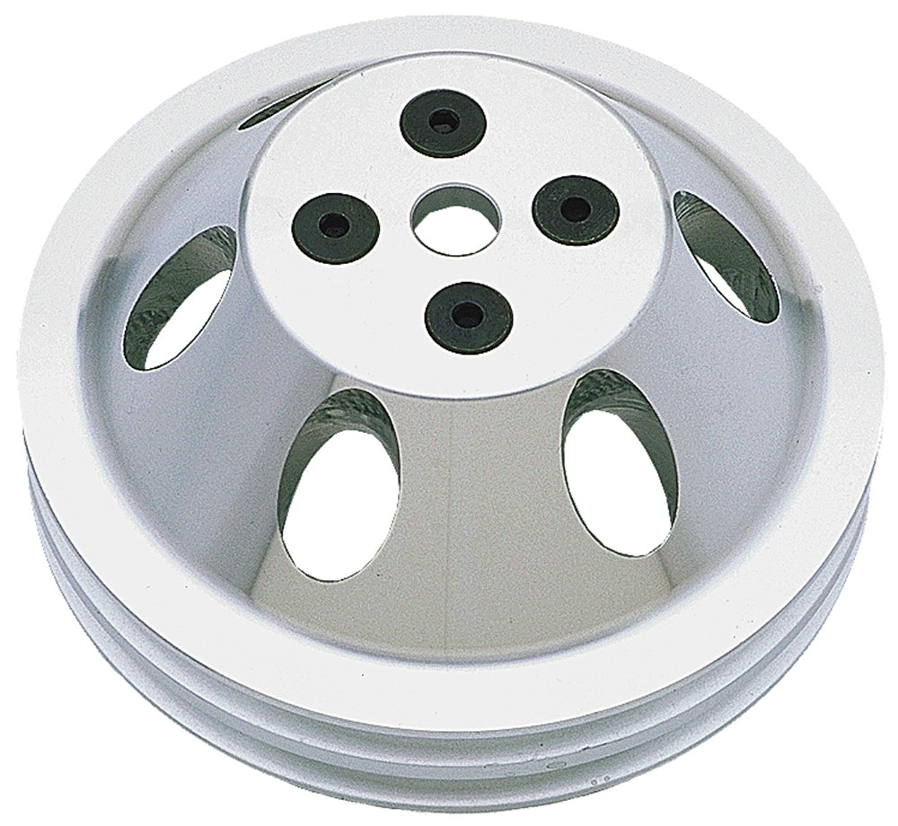 Trans-Dapt Performance Water Pump Pulley; 2 Groove; 1955-1968 Chevrolet 283-350; Short Water Pump- Machined Aluminum 9479