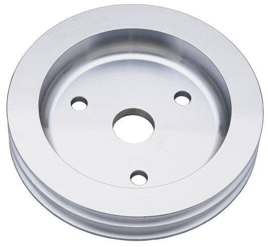 Trans-Dapt Performance Crankshaft Pulley; 2 Groove; Chevrolet 283-350; Short Water Pump- Machined Aluminum 9481