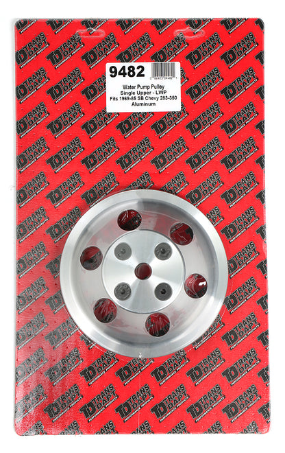 Trans-Dapt Performance Water Pump Pulley; 1 Groove; 1969-1985 Chevrolet 283-350; Long Water Pump- Machined Aluminum 9482