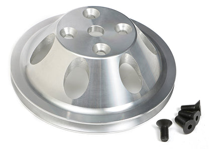Trans-Dapt Performance Water Pump Pulley; 1 Groove; 1969-1985 Chevrolet 283-350; Long Water Pump- Machined Aluminum 9482
