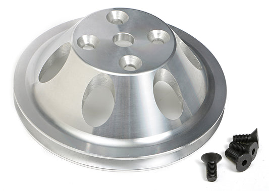 Trans-Dapt Performance Water Pump Pulley; 1 Groove; 1969-1985 Chevrolet 283-350; Long Water Pump- Machined Aluminum 9482