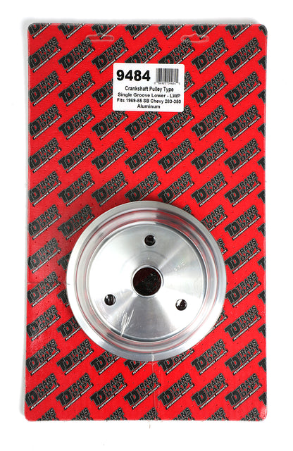 Trans-Dapt Performance Crankshaft Pulley; 1 Groove; Chevrolet 283-350; Long Water Pump- Machined Aluminum 9484