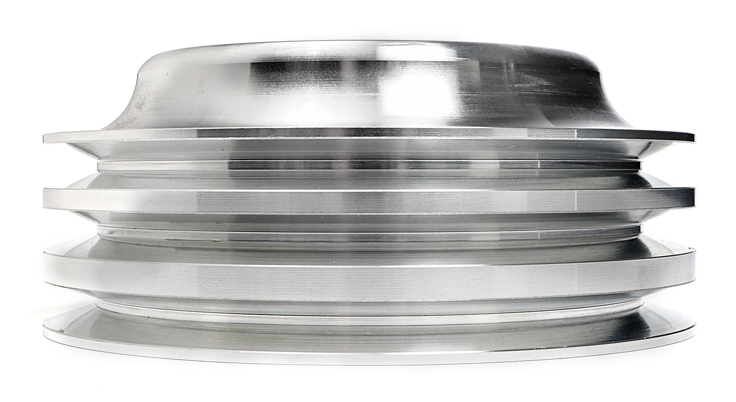 Trans-Dapt Performance Crankshaft Pulley; 3 Groove; Chevrolet 283-350; Long Water Pump- Machined Aluminum 9486