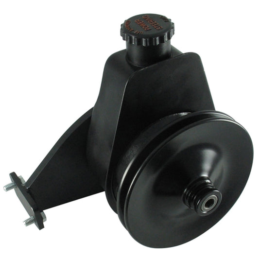 Borgeson - Power Steering Pump Kit - P/N: 800334 - Ford power steering pump upgrade. Fits Ford I-6 200/250. Includes pump bracket pulley and hardware. Painted black.
