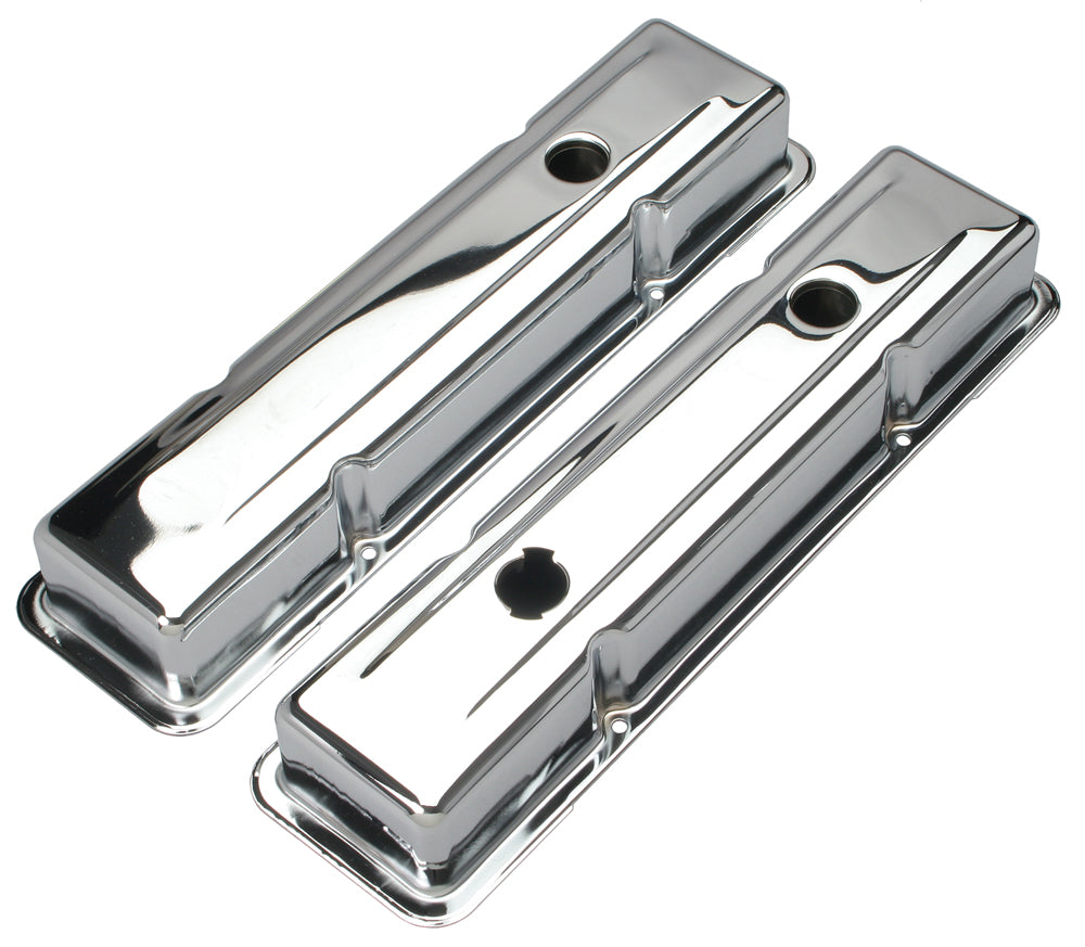 Trans-Dapt Performance O.E.M. Reproduction Design Valve Covers; Short; 1978-1986 Sb Chevy 305-350- Chrome 9518