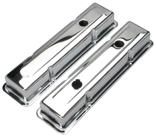 Trans-Dapt Performance O.E.M. Reproduction Design Valve Covers; Short; 1978-1986 Sb Chevy 305-350- Chrome 9518