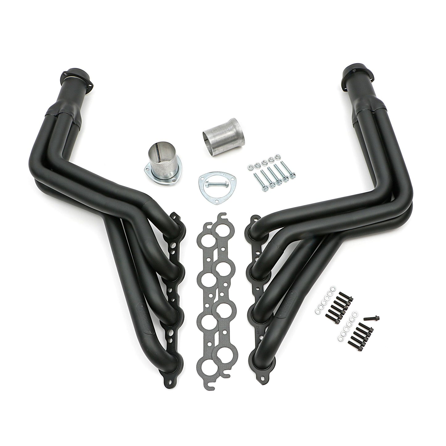 Hedman Hedders HEDMAN HEADERS 1968-72 CHEVELLE/EL CAMINO (AND RELATED A-BODIES) LS SWAP HEADERS; AUTO TRANSMISSION; 1-3/4 IN. LONG TUBE; 3 IN. BALL/SOCKET COLLECTOR- BLACK MAXX CERAMIC COATED 68153