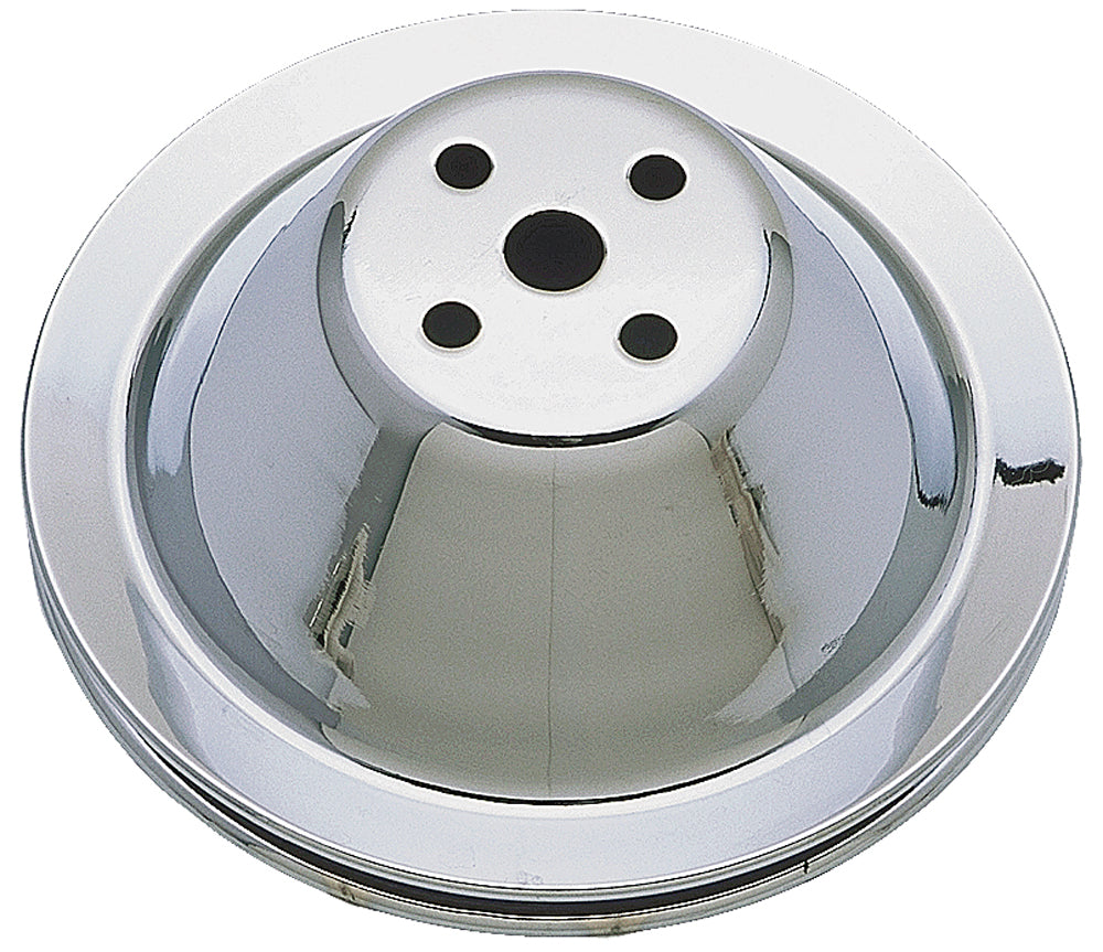 Trans-Dapt Performance Water Pump Pulley; 1 Groove; 1955-1968 Chevrolet 283-350; Short Water Pump- Chrome 9600