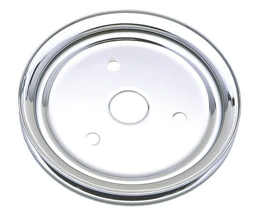 Trans-Dapt Performance Crankshaft Pulley; 1 Groove; Chevrolet 283-350; Short Water Pump- Chrome 9602