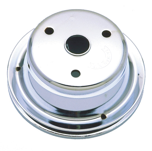 Trans-Dapt Performance Crankshaft Pulley; 1 Groove; Chevrolet 283-350; Long Water Pump- Chrome 9606