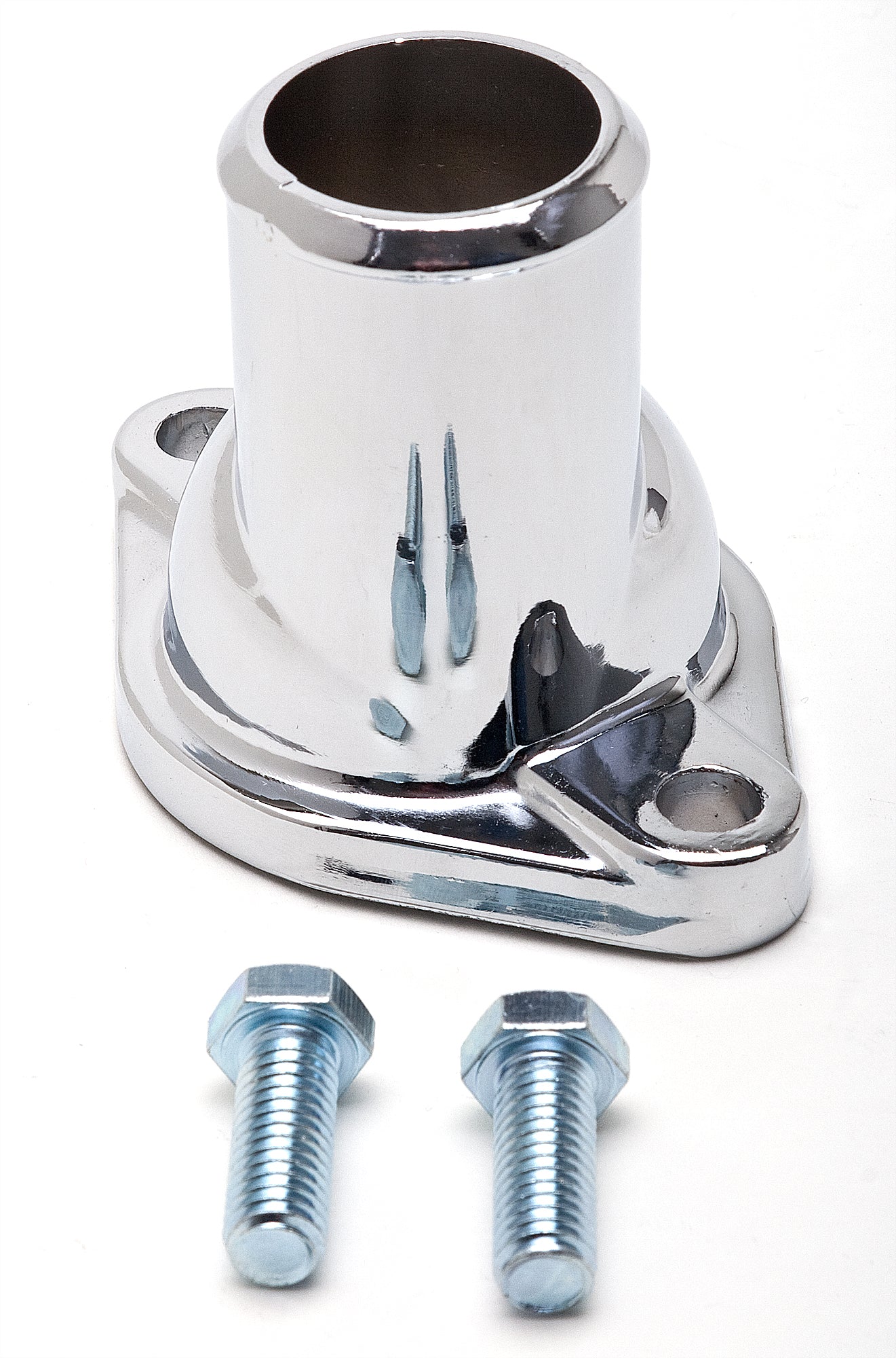 Trans-Dapt Performance Water Neck; Sb And Bb Chevy; (O-Ring Seal); Straight-Up Design- Chrome 9647