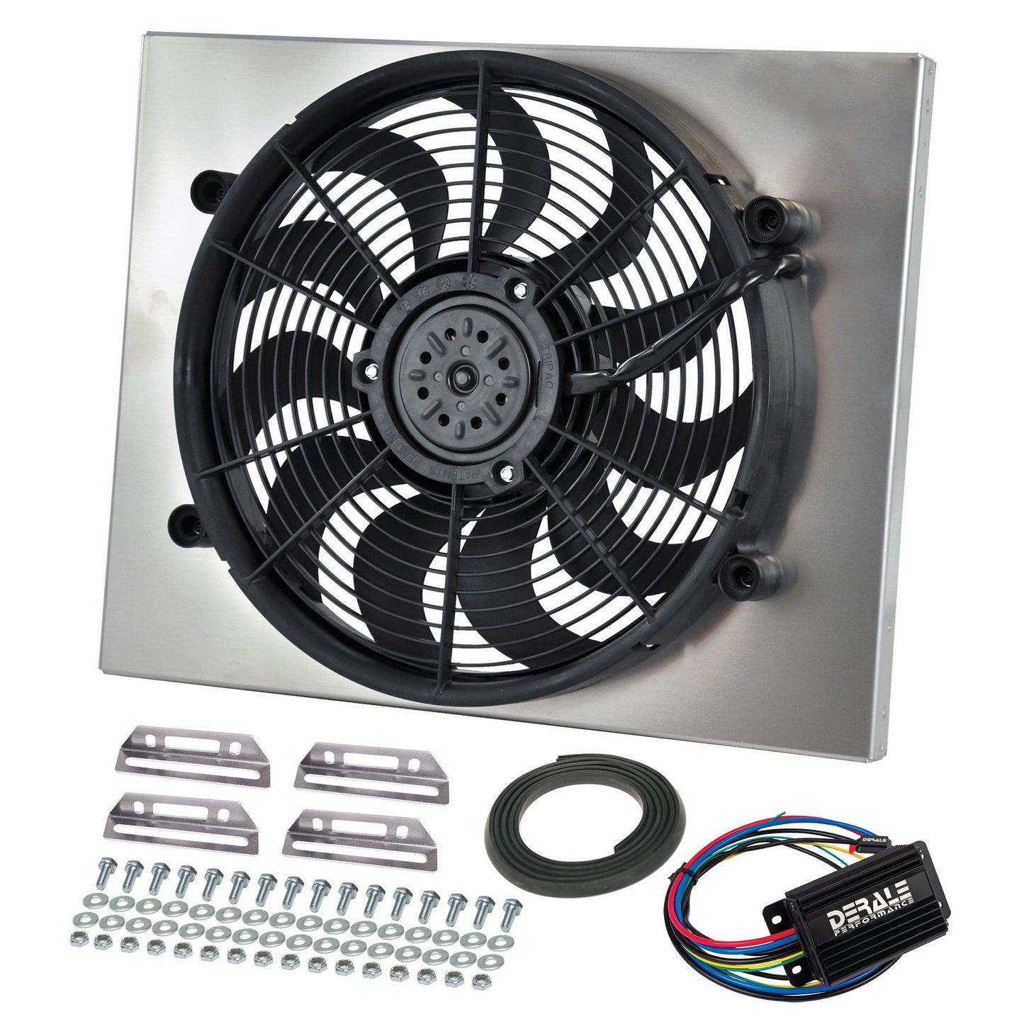 Derale High Output Single 17" Electric RAD Fan/Alum Shroud Kit w/ PWM Controller 66821