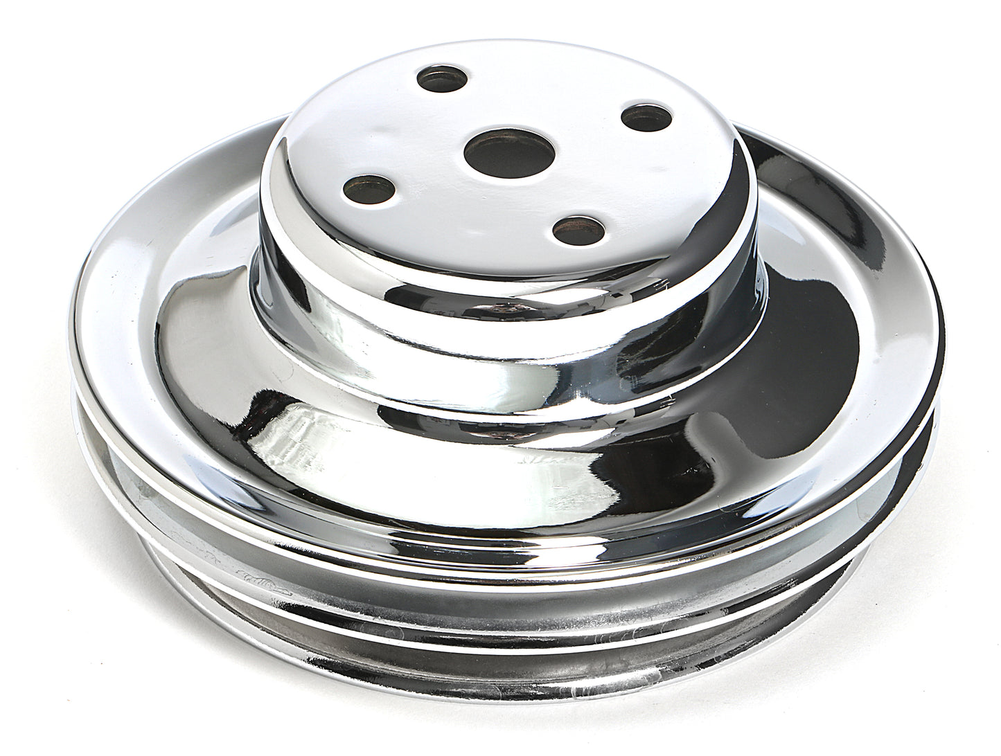 Trans-Dapt Performance Water Pump Pulley; 2 Groove; 1969-2006 Chevrolet 396-454; Long Water Pump- Chrome 9723