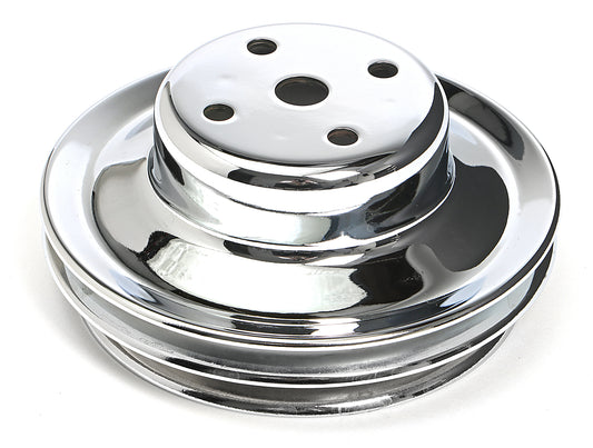 Trans-Dapt Performance Water Pump Pulley; 2 Groove; 1969-2006 Chevrolet 396-454; Long Water Pump- Chrome 9723