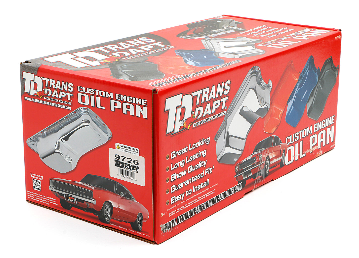 Trans-Dapt Performance 1955-79 Chevy 283-400 Street And Strip Oil Pan (7 Qts.); 8-1/4 In. Deep- Orange 9726