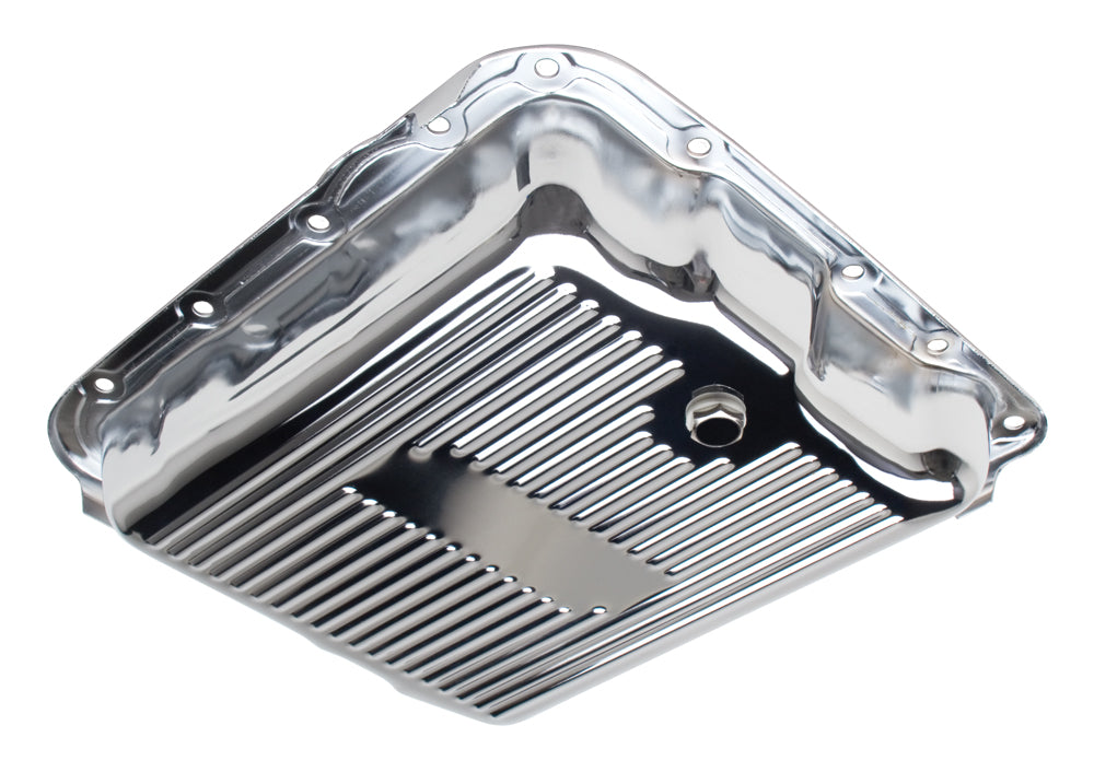 Trans-Dapt Performance 700R4/4L60E- Chrome Transmission Pan; Stock Capacity; Stock Depth; Finned Bottom 9740