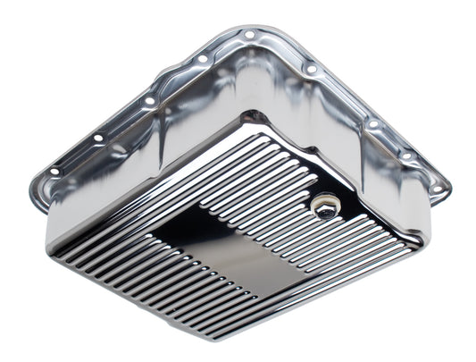 Trans-Dapt Performance 700R4/4L60E- Chrome Transmission Pan; Extra Capacity (2 Qts Over Stock); 3-1/2 In. Depth; Finned Bottom 9741