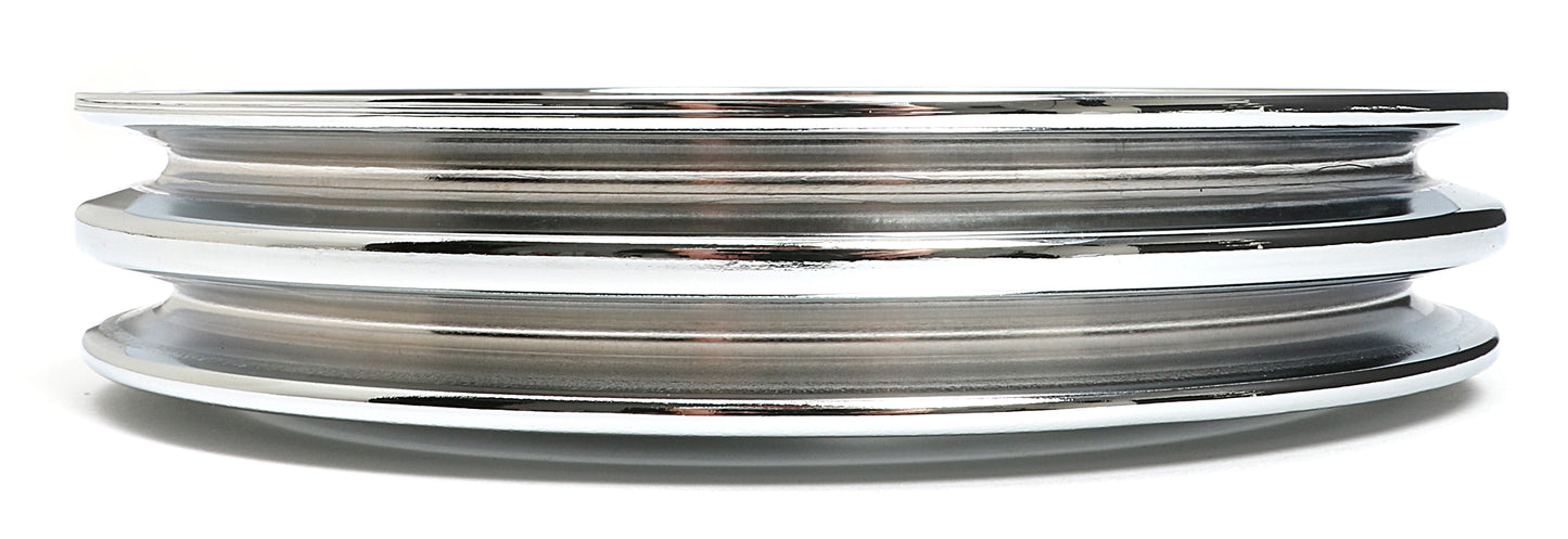 Trans-Dapt Performance Crankshaft Pulley; 2 Groove; Chevrolet 396-454; Short Water Pump- Chrome 9816