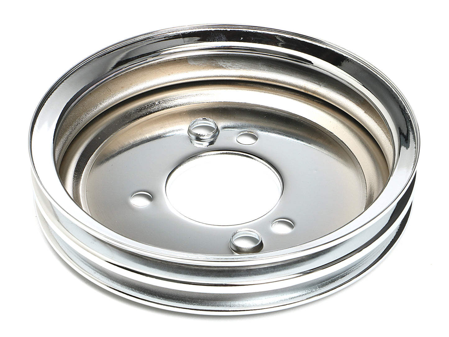 Trans-Dapt Performance Crankshaft Pulley; 2 Groove; Chevrolet 396-454; Short Water Pump- Chrome 9816